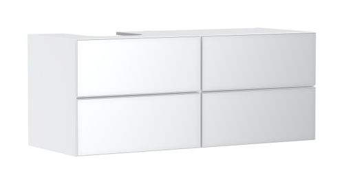 Hansgrohe-HG-Xevolos-E-Waschtischunterschrank-Mattweiss-1370-550-mit-4-Schubkaesten-fuer-Konsolen-mit-Aufsatzwaschtisch-geschliffen-links-Weiss-Metallic-54236320 gallery number 1